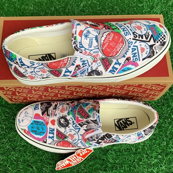 VANS WMNS CLASSIC SLIP-ON VANS MASH UP STICKERS/TRWHT Sneakers - Picture 8 of 16